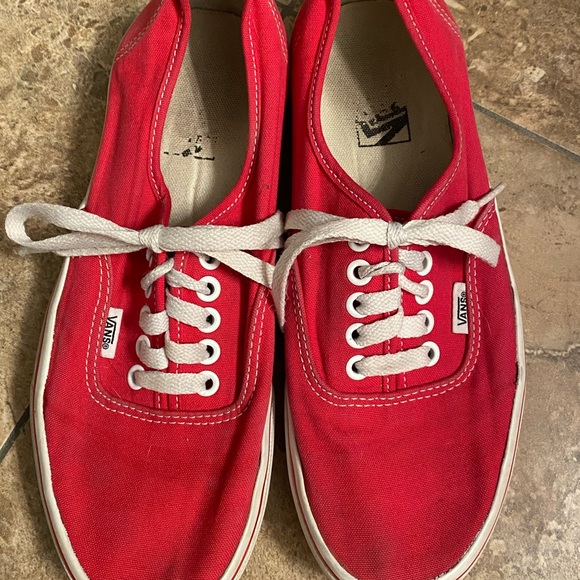 red lace up vans